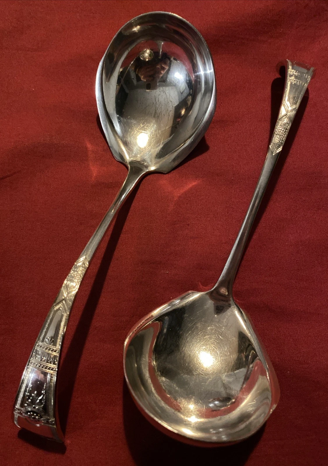 Pair Of Antique Silver Plated Sauce/Punch Ladles By Daniel & Arter c.1880-1899
Opens in a new window