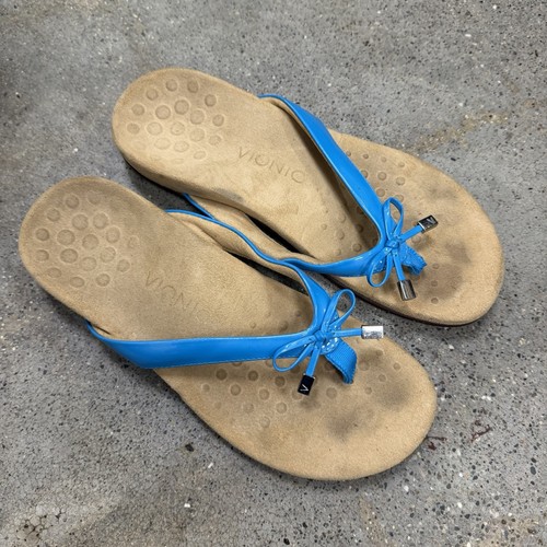 Vionic Womens Bella Thong Sandals Size 8 Orthodic Cushioned Blue Turquoise