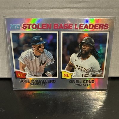 2026 Topps Heritage AL/NL Stolen Base Leaders Refractor #4 MLB SP Rays Pirates