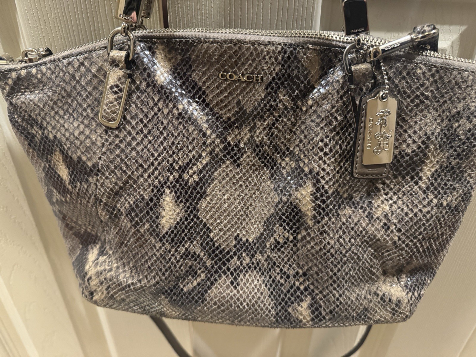 Coach Madison Embossed Python Kelsey Satchel Cros… - image 8