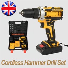 21V Cordless Hammer Drill Set Electric Impact Driver Screwdriver + 2 Battery UK