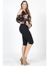 Womens Zenana Plus Size Black Cotton Capri Leggings, Stretch Pants Yoga 3XL
