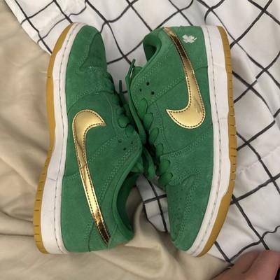Nike SB Dunk Low St. Patrick's Day Green Gold Suede Sneakers BQ6817-303 2022
