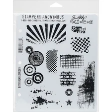 Stampers Anonymous Tim Holtz Cling Stamps 7"X8.5"-Bitty Grunge