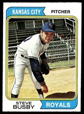 1974 Topps Card Baseball Steve Busby Kansas City Royals #365 NM