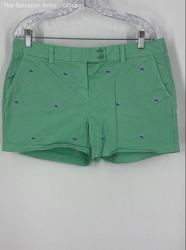 Vineyard Vines Womens Green Cotton Blend Pockets Mini Chino Shorts Size 12