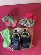 570-Pair Of Just One You by Carter's Blue Newborn Baby Shoes & 3 Pair Of Socks