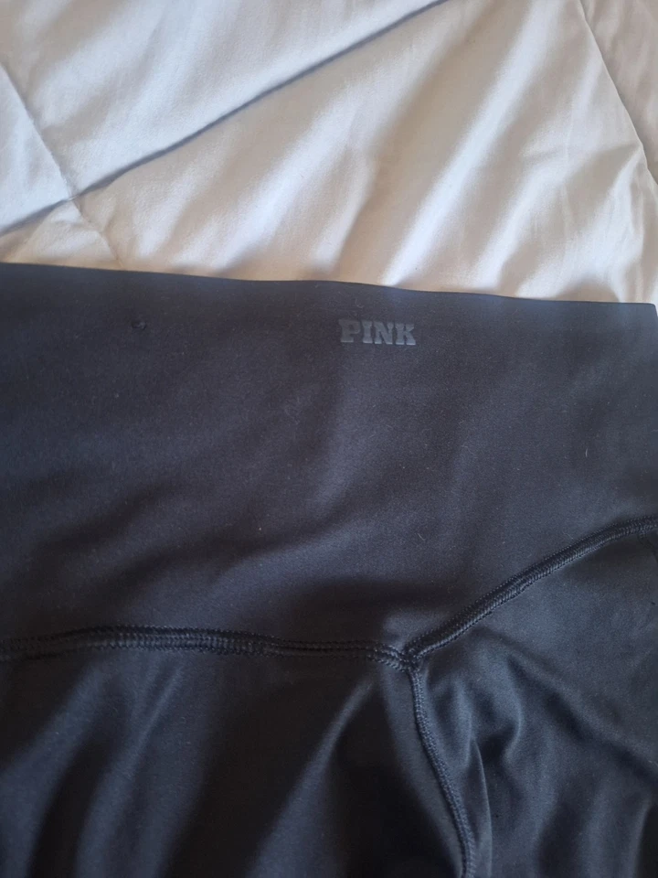 Leggings Rosa Cintura Alta Negros Grandes Poliéster Mezcla Spandex Foto 2 de 4