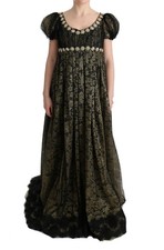 Dolce & Gabbana Black Yellow Crystal Lace Shift Women's Dress Authentic