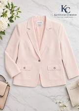 Calvin Klein Women's Blazer 22W Light Peach Blush Stretch Cotton Jacket