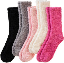 Women Fuzzy Slipper Socks Winter Microfiber Soft Cozy Plush Fluffy Socks Warm Co