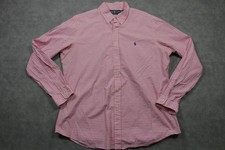 Ralph Lauren Shirt Mens XL Pink Gingham Check Long Sleeve Button Down Casual