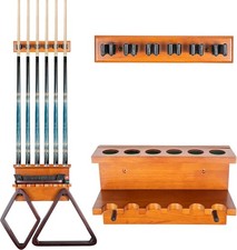Wall Mount Pool Stick Holder - Billiards Pool Cue Rack for 6 Cues Sticks Storage