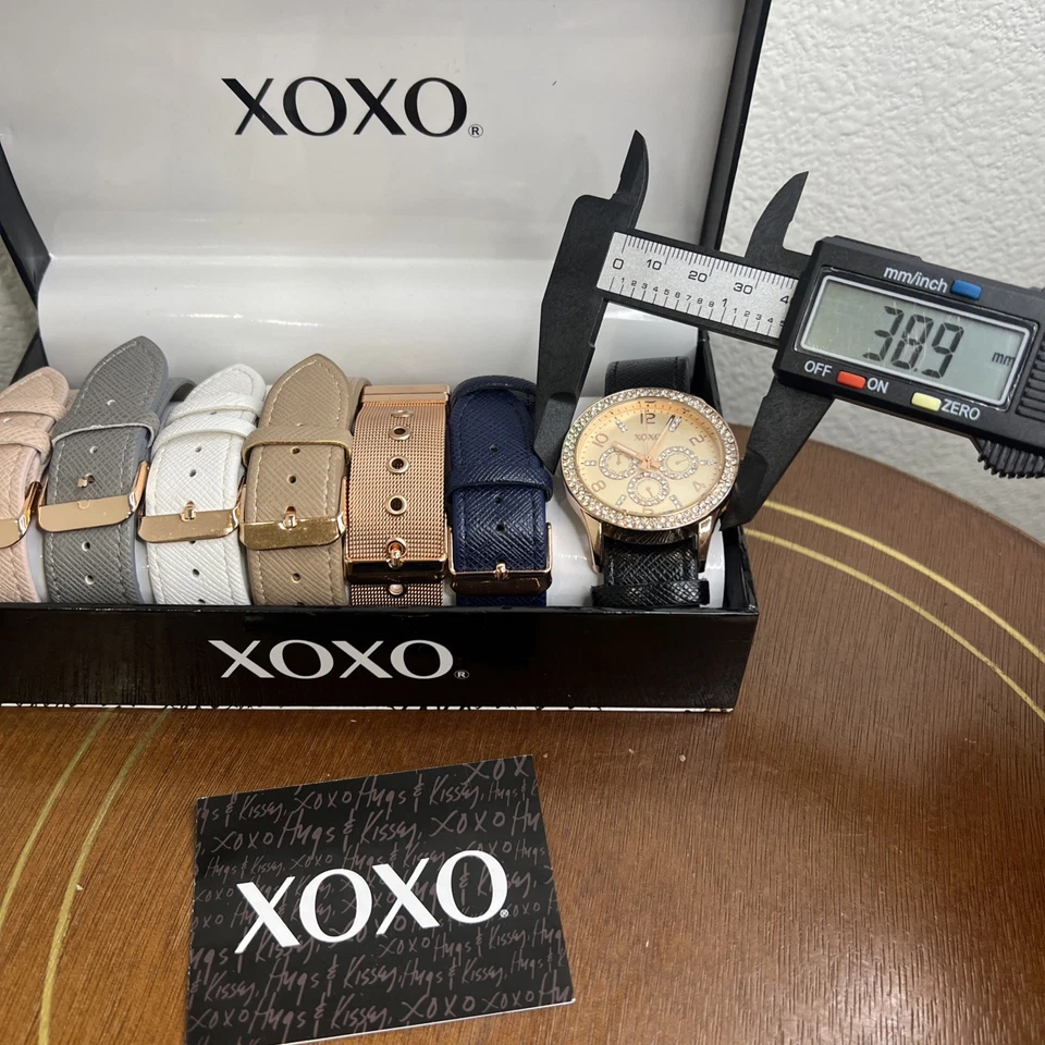 XOXO Chrono Watch Women Gold Tone Interchangle Bands In Original Box New Bat - Image 3 of 4