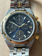 VINTAGE PULSAR V657-8000 TITANIUM CHRONOGRAPH TWO TONE QUARTZ WRISTWATCH WORKING