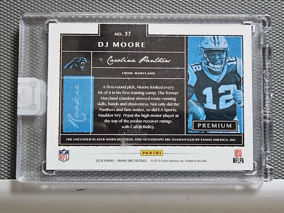 2018 Panini One # 37 DJ Moore RC RPA Jersey Auto /99 - Image 2 of 4