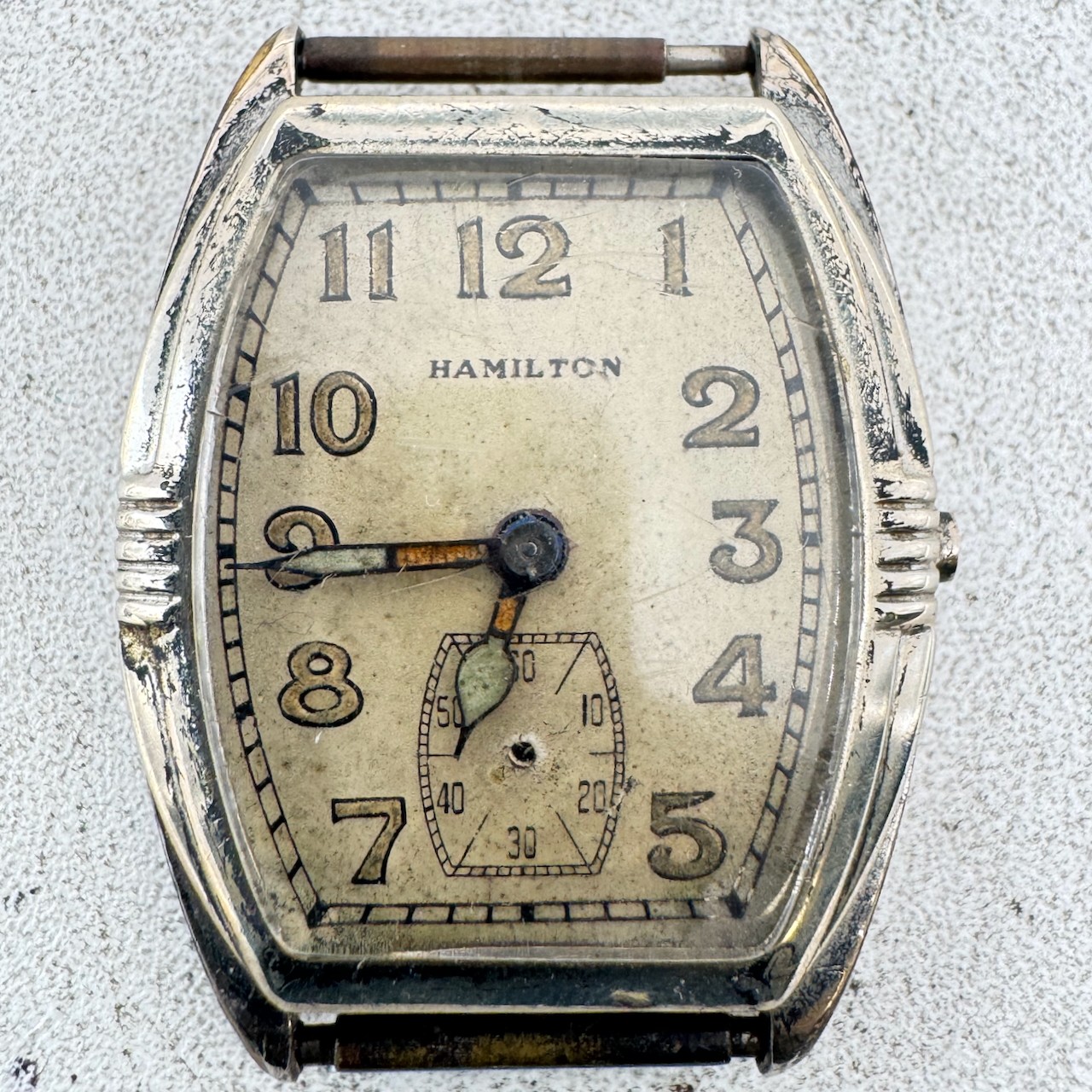 Vintage Hamilton Perry Men's Mechanical Wristwatch 987-F USA 14k White GF