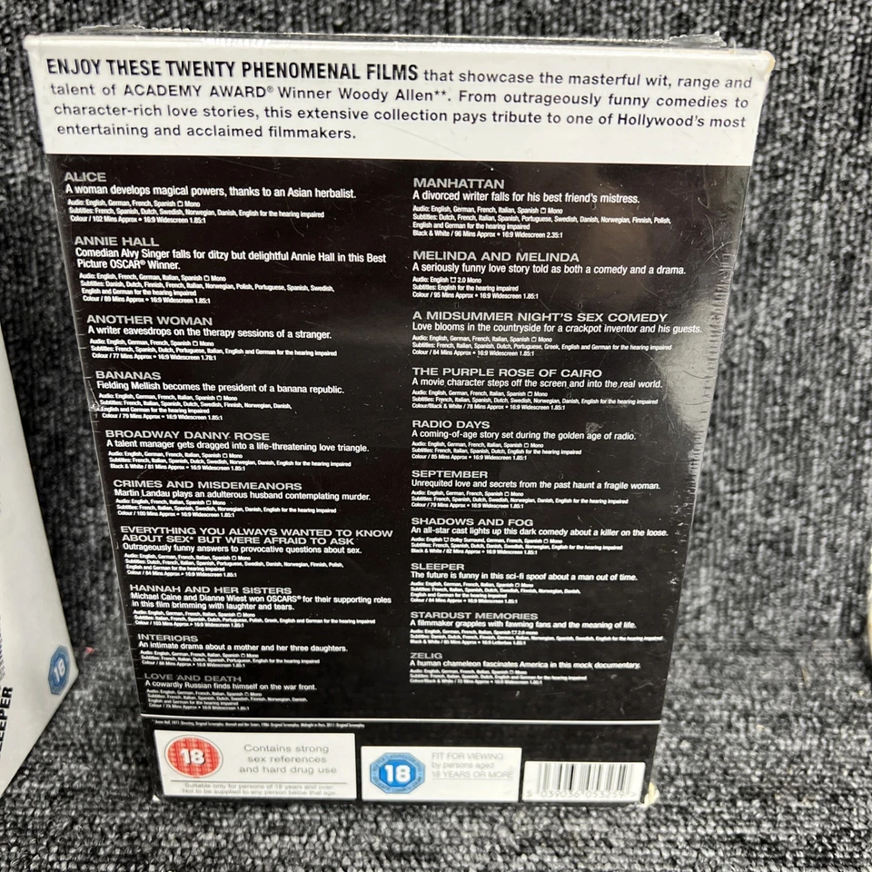 WOODY ALLEN COLLECTION 20 Film DVD BOX SET UK R2 New With Minor Storage Wear - Image 3 of 4