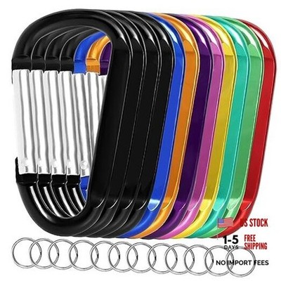 12PCS Carabiner Keychain Clip - 3'' Aluminum Caribeener Key Clip,D Multicolor
