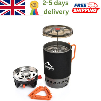 Tragbare Camping Kaffeemaschine Set French Press 0,9L Gaskocher Outdoor Kit