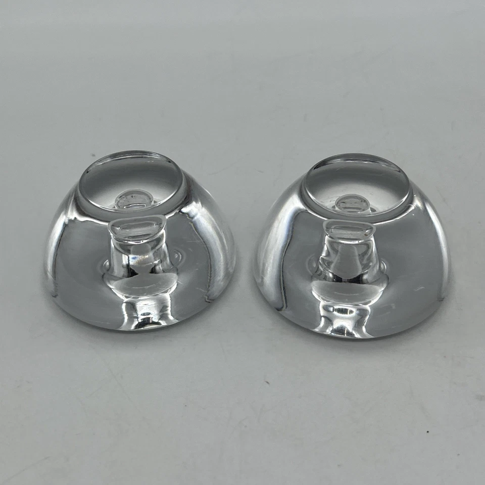 Candelabro Orrefors Cristal Par Disco Firmado Redondo Cónico Foto 3 de 4