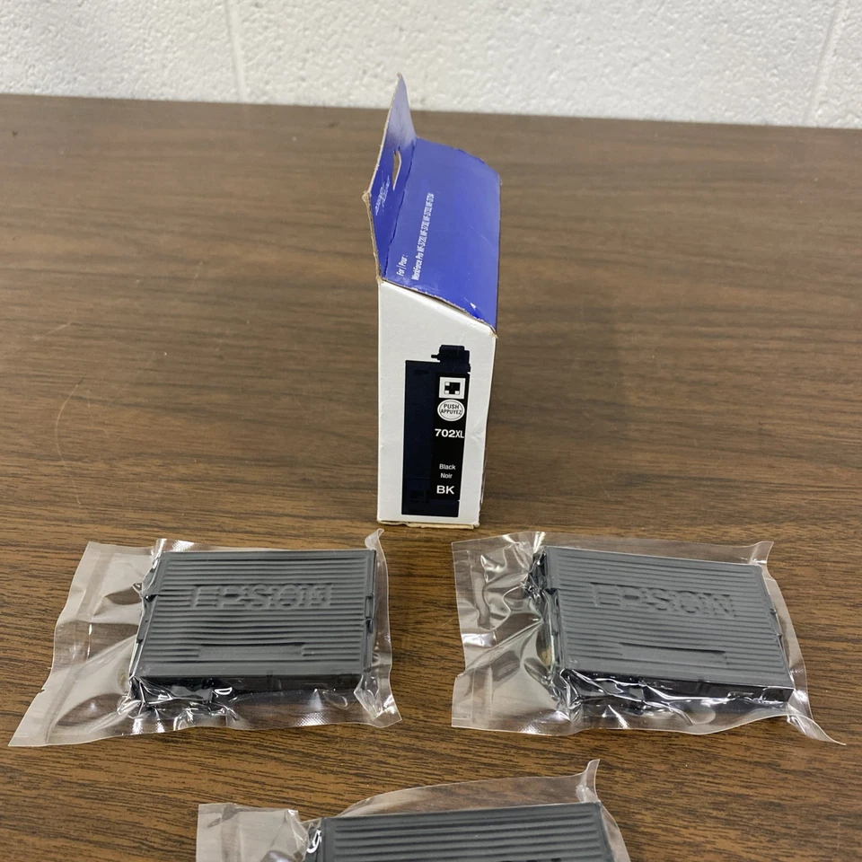 Genuine Epson 702XL/702 Black Ink T702XL120 Exp. Date 05/2024 - Lot of 4 - Image 3 of 4