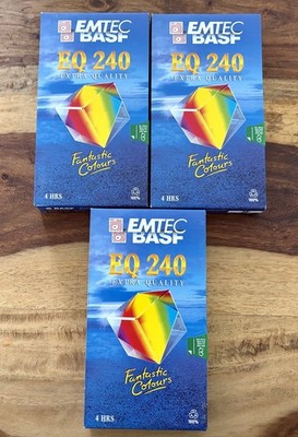 3 Stück BASF EMTEC EQ240 Videokassetten, Leerkassetten Chrome -Neu&Sealed-
