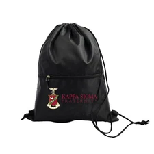 Kappa Sigma Fraternity Black Drawstring Backpack, Sports Bag, Travel Carryall