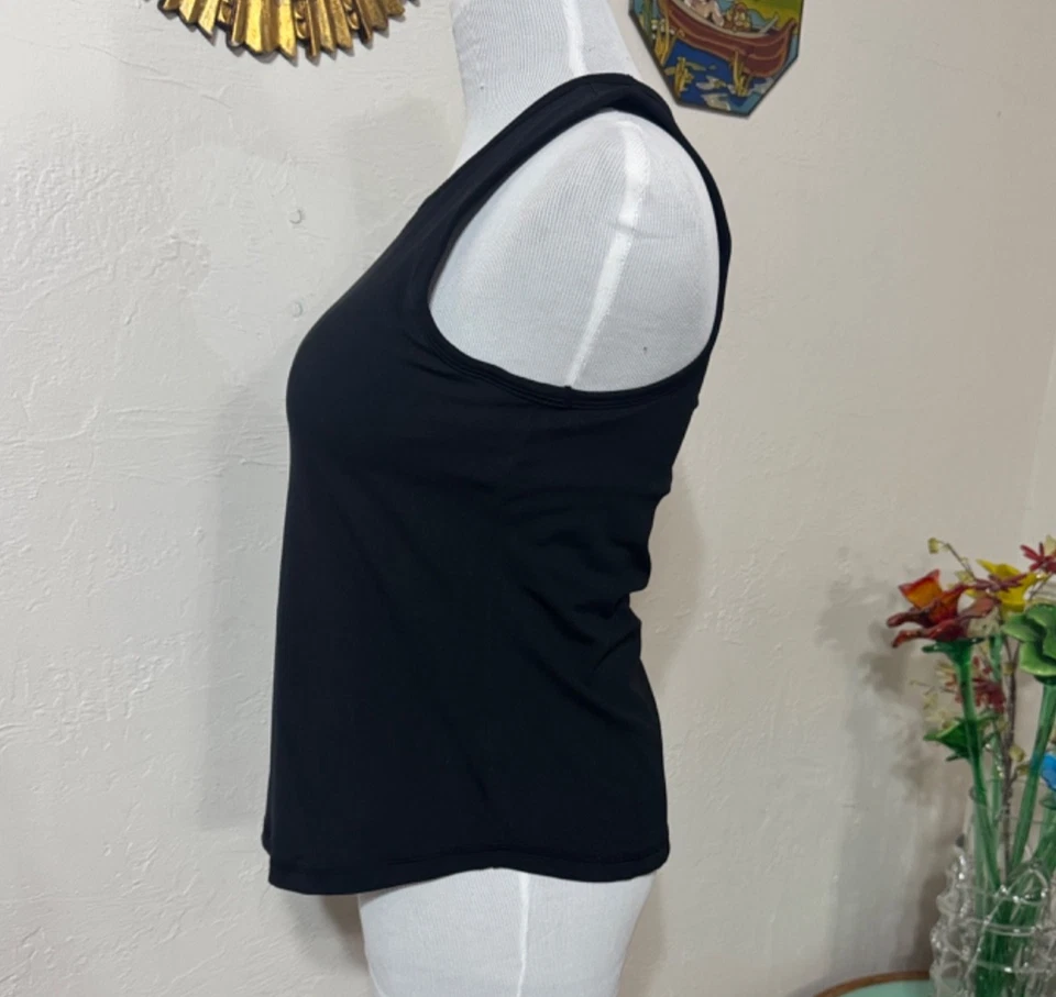 Reebok Майка женщин Sz L черный встроенный бюстгальтер производительности Activewear тренажерный зал - Изображение 3 из 4