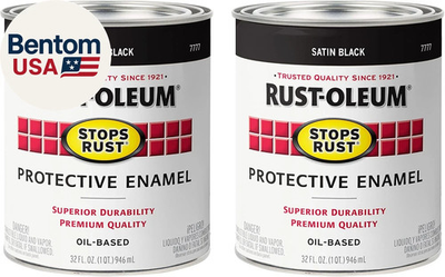 #ad 7777502 2PK Stops Rust Brush on Paint 1 Quarts Pack of 2 Satin Black USA NEW $48.89