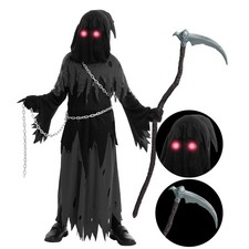 Spooktacular Creations Glowing Eyes Grim Reaper Costume for Kids, Halloween C...