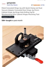 Metal Concealed Hinge Jig with Quick Clamp and Dust Vacuum Adapter Concealed ...
