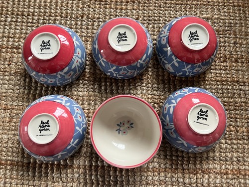 LEAH REENA GOREN FOR ANTHROPOLOGIE FLORAL BOWLS (6) - 5 are perfect, 1 blemished