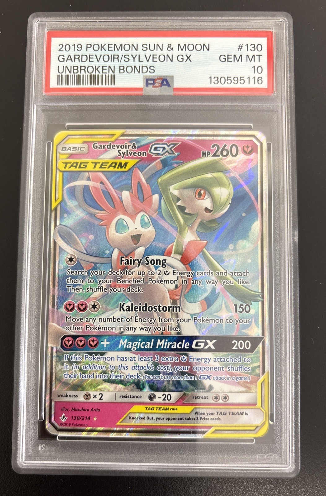 Gardevoir & Sylveon GX 130/214 Pokemon Unbroken Bonds PSA 10 Gem Mint