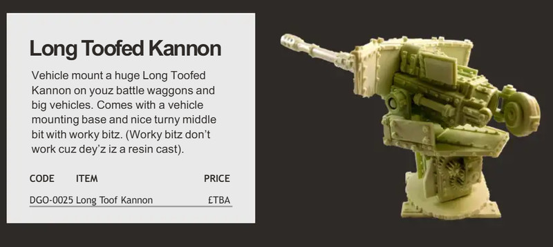 Da Green One Long Toof Kannon OOP Resin Ork Vehicle Upgrade Complete