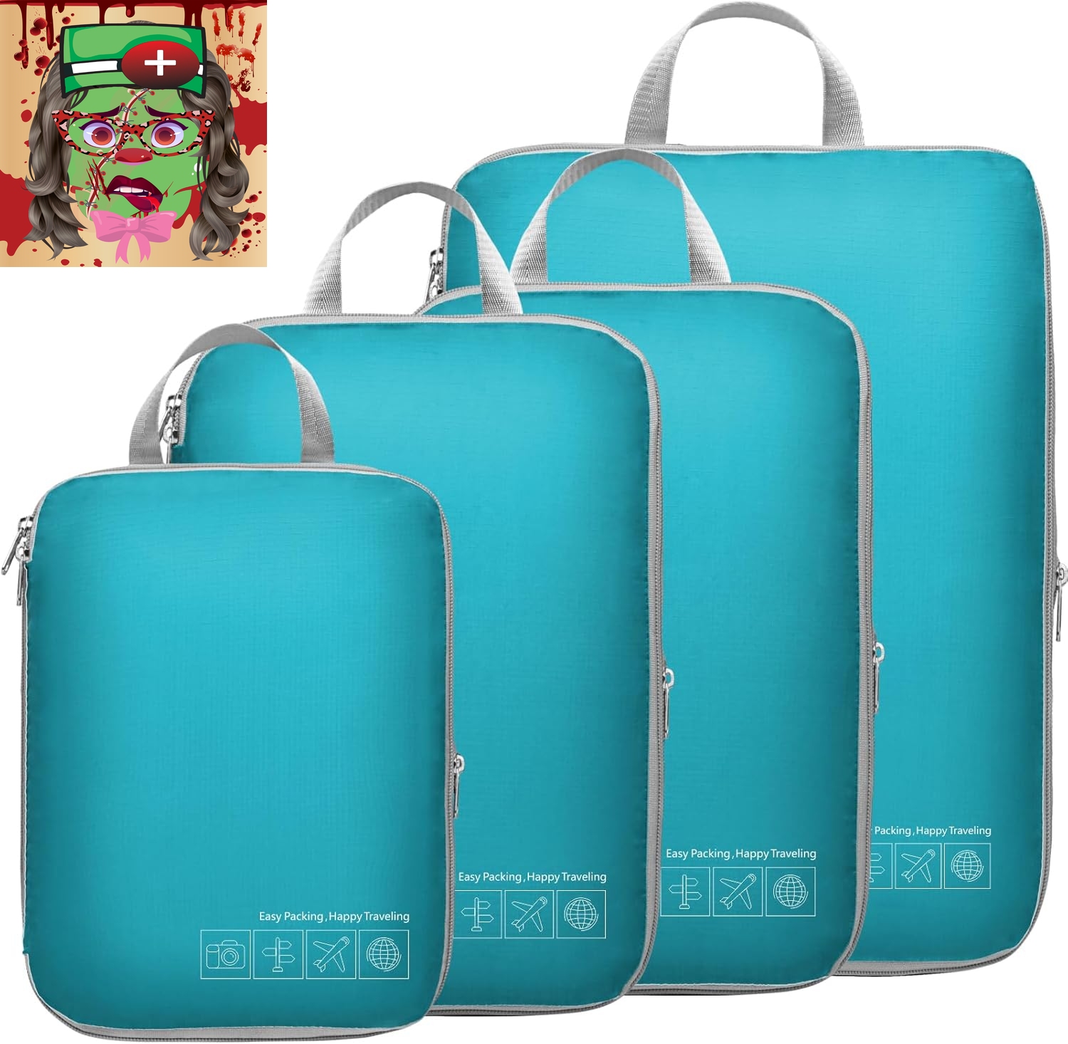 Compression Packing Cubes for Travel Women - Travel Bags Luggage Organizers-image