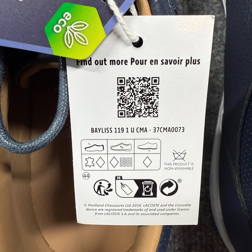 Lacoste Bayliss 119 1 U CMA NWT Men's Navy Leather Sneakers Shoes Size 12 D - Picture 11 of 11