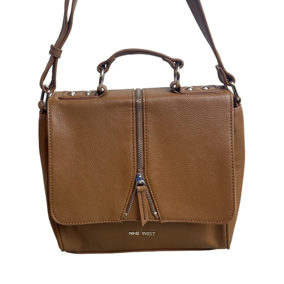 Cartera Bandolera Plegable Nine West Para Mujer Cuero Marrón Talla M Foto 2 de 4