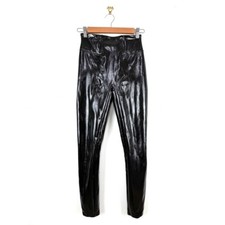 SPANX Patent Faux Leather High Rise Leggings Black Sz XS Shapewear Moto