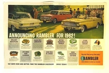 AMC American Motors Rambler 1962 Two Page Print Ad VTG Car Ad 20.5 x 13.5
