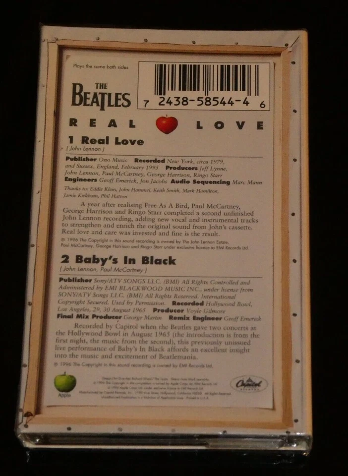 Beatles 'Real Love / Baby's In Black' 1996 US Cassette Single! NEW SEALED!! - Image 3 of 4