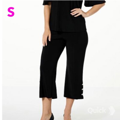 S - NWT Curations X Debbie Denmon Knit Crop Flare Pant In Black