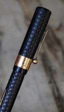 PLUMA ESTILOGRÁFICA GUILLOCHE RELLENO PALANCA VINTAGE - ANILLO ORO MACIZO 14 K Y NUEVO EN CAJA - ESCASO