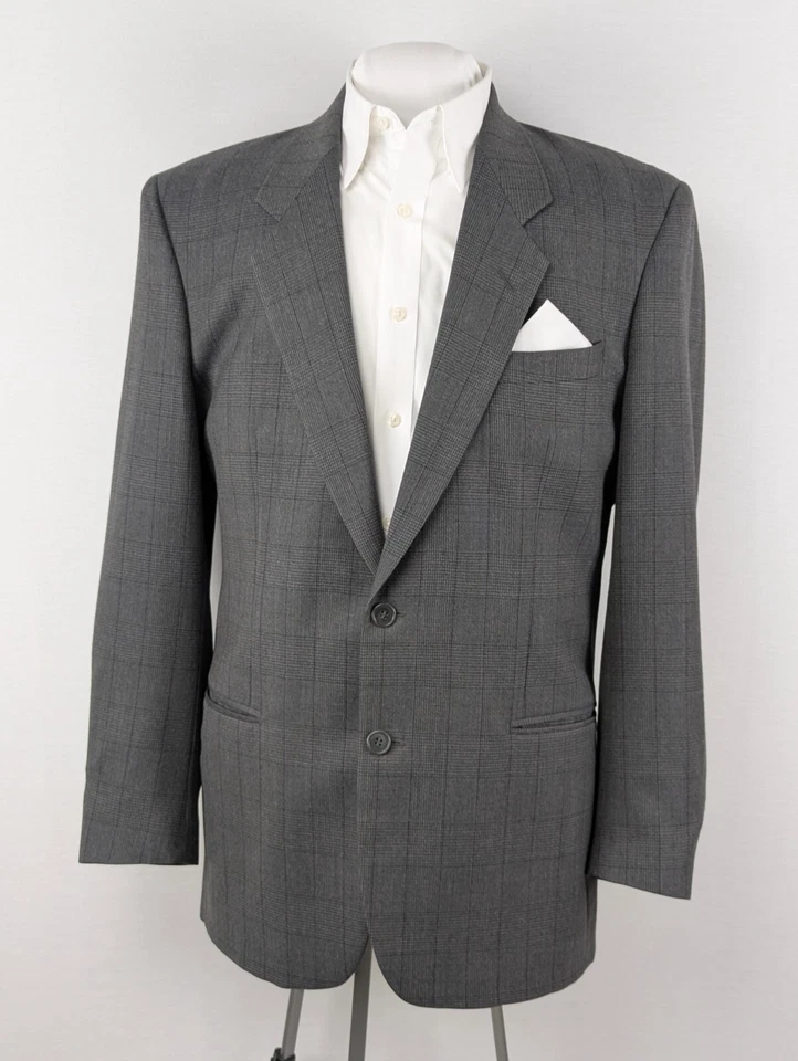 Blazer Abrigo Deportivo Cerruti 1881 Para Hombre 50L EE. UU. 40L Gris Cuadros Superinvierno 100s Lana Foto 2 de 4