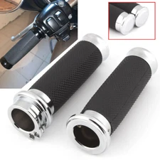 Chrome Motorcycle 1" Handlebar Hand Grips For Harley Touring Dyna Electra Glide