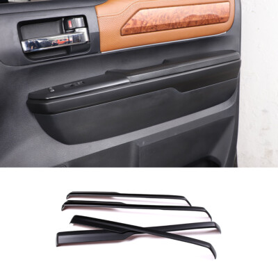 Savadicar Black Wood Grain Interior Accessories - Rear Door Handles Trim Cover for Ford F150 (2021-present) - Premium Texture Interior Decor Upgrade