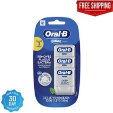 Oral-B Glide Pro-Health Dental Floss, Deep Clean Cool Mint Flavor, 40 M, 3 Count