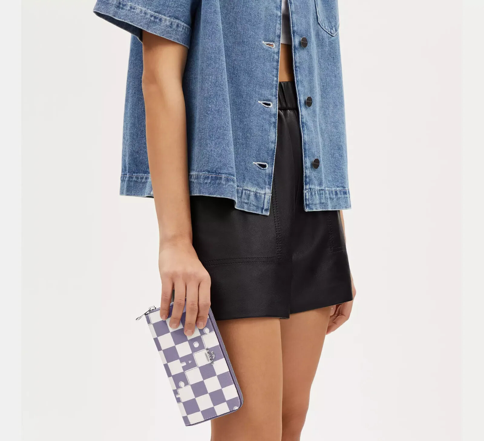 NWT Coach Long Zip Around Wallet With Checkerboard Print CR622