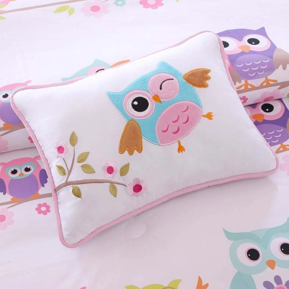 Full Size Girls Soft Mi Zone Kids Pink White Owl Complete Bed in Bag Sheet Set - Image 2 of 4