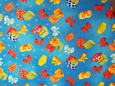 VTG~ Christmas Presents &Bows Fabric ~ David Textiles ~cotton~ nice quality~ BTY
